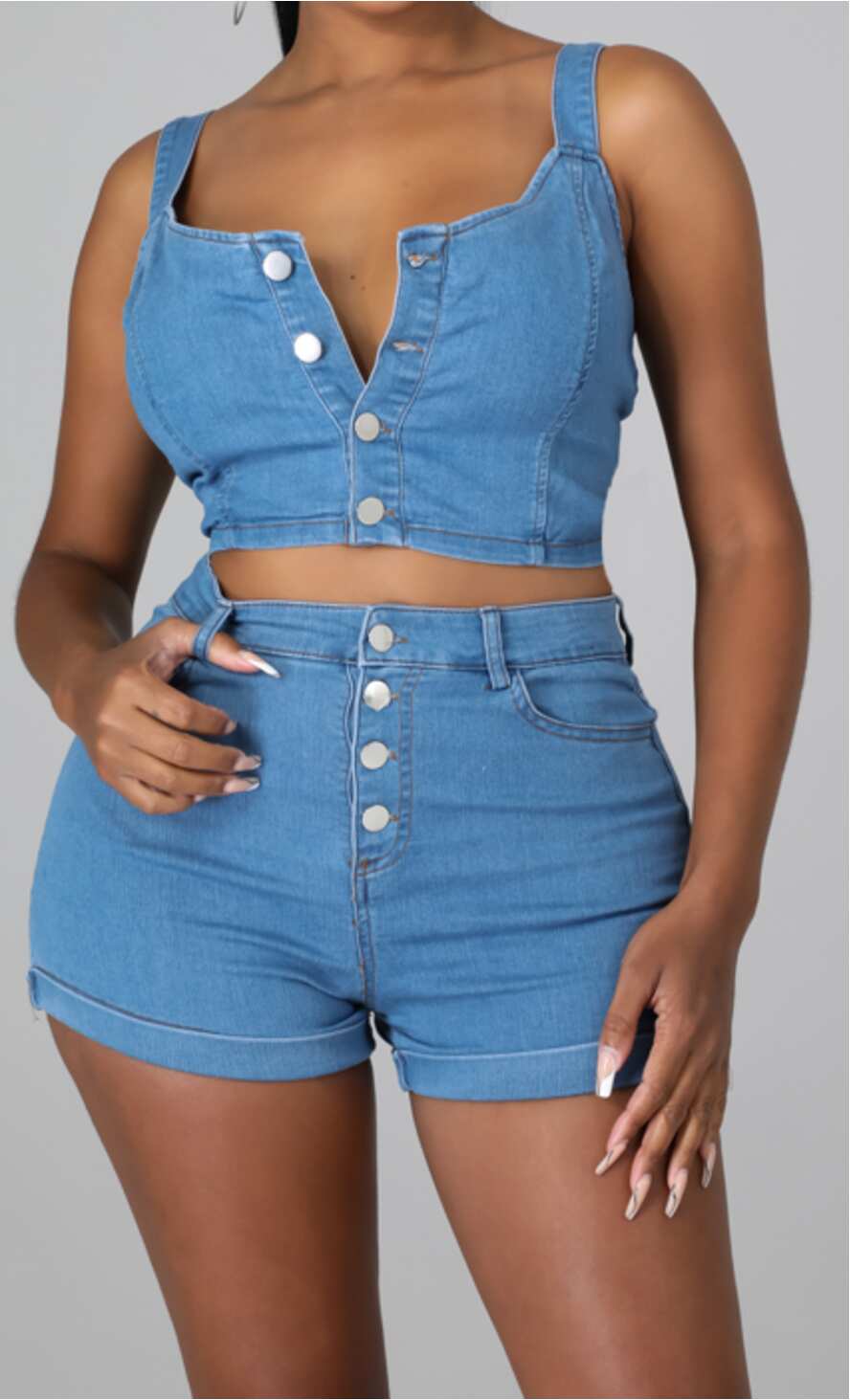 Denim Short Set